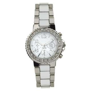 Silver Finish With White Inlay Bracelet Silver Round Case White Dial 