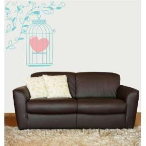    Removable Wall Decals  Bird Cage With Heart