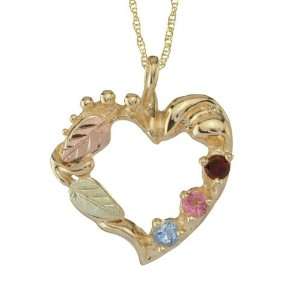  Beautiful Heart Shaped Gold Pendant 3 Birthstones Jewelry