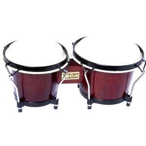   BB75 Tunable Natural Wood Bongo Drums   Red Stain Musical Instruments