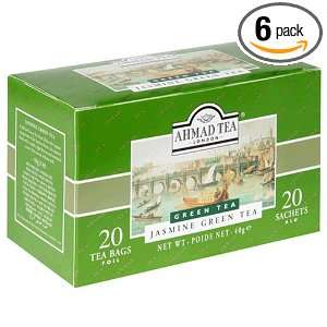 Ahmad Tea Jasmine Green Tea, 20 Count Boxes (Pack of 6)  
