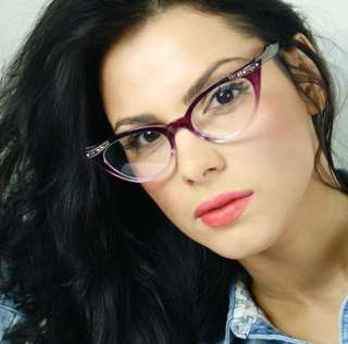   Clear Lenses Gradient Purple Frame Cat Eye Women Eyeglasses  