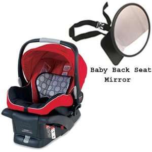    Britax   B Safe Infant Car Seat in Red w Back Seat Mirror Baby