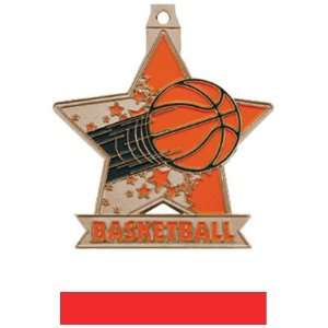 Star Custom Basketball Medal M 715B BRONZE MEDAL/RED RIBBON 2.5 STAR 