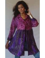 FUCHSIA PURPLE BLOUSE TOP JACKET BUTTON EMPIRE BABY DOLL   FITS   4X 