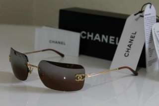 CHANEL RARE Womens Designer Sunglasses Brown Gold Color with Box 4017 