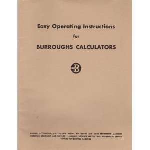  Easy Operating Instructions for Burroughs Calculators 