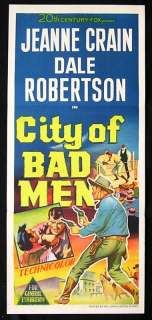 CITY OF BAD MEN (1953) Jeanne Crain Bridges RARE poster  