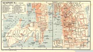 Rhode Island NEWPORT. Vintage city map Plan.1909  