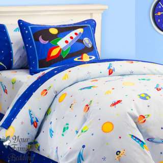 Boy Space Queen Comforter Duvet Cover Kid Bedding Set  