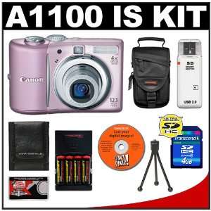 Canon PowerShot A1100 IS (Pink) Compact Digital Camera + 4GB SD Card 