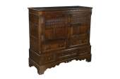 17thC Carved Oak Chest Clothes Press Cupboard Storage  
