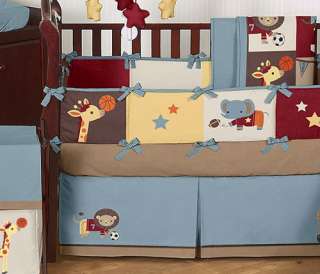 SPORTS ANIMAL ROOM COLLECTION BOY BABY BEDDING 9pc CRIB SET FOR 