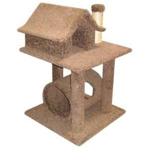  Wood Cat Furniture Cat Pagoda House with Tube, Brown 