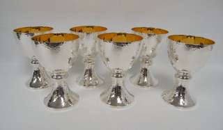 Beautiful Hammered Silver Communion Cups + Chalice +  