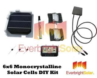   Mono 6x6 Solar Cells DIY Panel Kit + Junction Box + Charge Controller