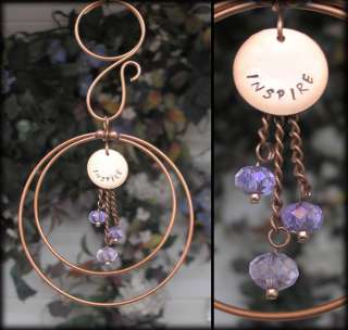 INSPIRE Hand Stamped Copper Art Garden/Window Jewelry Suncatcher 