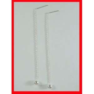  Chain & Ball Threader Earrings Sterling Silver #2195 