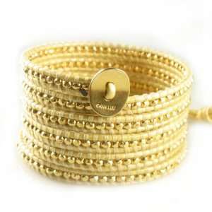  Chan Luu Gold Vermeil Wrap Bracelet on Gold Leather 