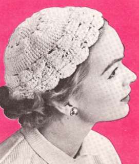 Womens Cotton Yarn Cap Hat Vintage Crochet Pattern  