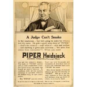  1916 Ad Piper Heidsieck Chewing Tobacco Courtroom Judge 