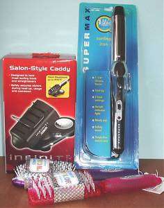Conair SuperMax Curling Iron Plus Caddy & 2 Hair Brushes New  
