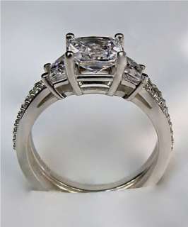 44Ct Princess Cut Engagement Ring & Matching Wedding Band 14K Solid 
