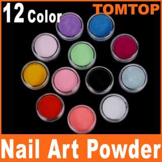 12 Color Acrylic Powder 3D Nail Art Manicure Nail Tips  