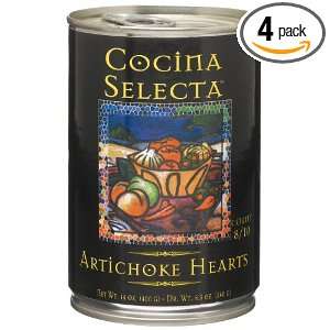 Cocina Selecta Artichoke Hearts, 14 Ounce Cans (Pack of 4)  