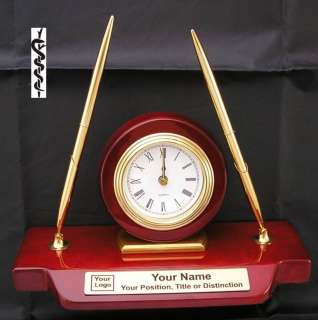 Medical Doctor Desk Set Gift Clock Pen Caduceus Engrave  