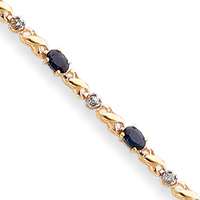 Beautiful New Polished Sapphire & Diamond Link Bracelet  