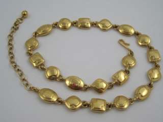   Goldtone & Black Enamel Necklace 19 Diamond & Circle Shaped  