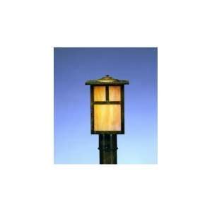   CR RC Mission 1 Light Outdoor Post Lamp in Raw Copper with Cream glass