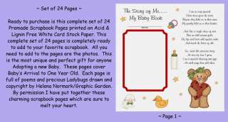 24 LADYBUG BEAR BABY PREMADE ADOPTION SCRAPBOOK PAGES  