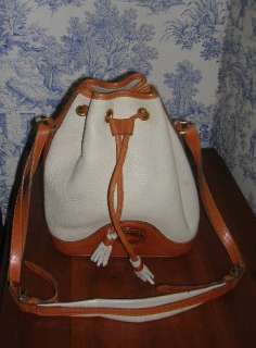   & Bourke Pebble Leather Tan Drawstring Hobo Handbag Purse  
