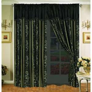  Black Regalia Curtain Set w/ Valance/Sheer/Tassels