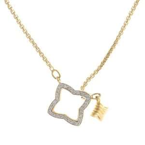   Yellow Gold Pave Diamond Quatrefoil Necklace David Yurman Jewelry