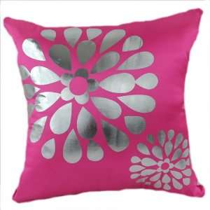  Pink Pop Flowers 18x18 Decorative Silk Throw Pillow 