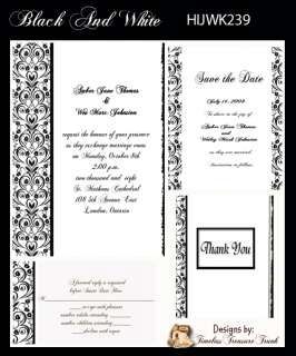 Black and White Wedding Invitation Kit on CD  