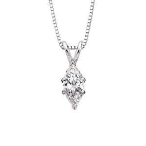   00CT Fancy Marquise Diamond Solitaire Pendant 14k White Gold Jewelry