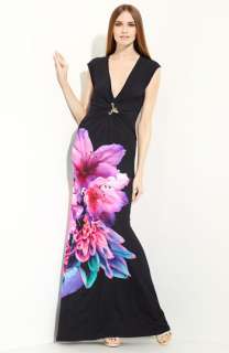 Roberto Cavalli Floral Print Jersey Gown  