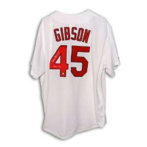 Bob Gibson St. Louis Cardinals Majestic White Jersey Inscribed HOF 81 