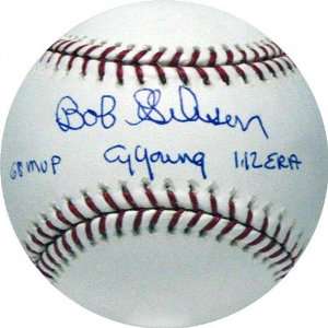 Bob Gibson Autographed Baseball with 68 MVP Cy Young and 1.12 ERA 