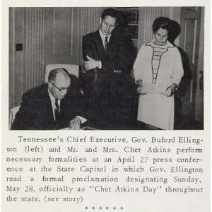 1967 Governor Buford Ellington Chet Akins Day Print 
