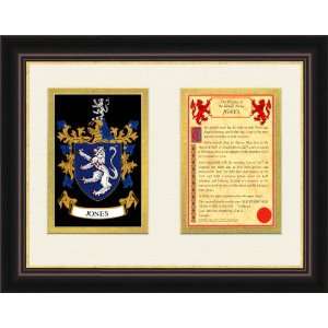  Jones Genealogy Coat of Arms Frame Cherry with Gold Accent 