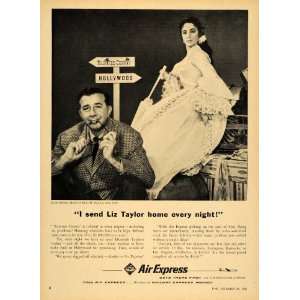  1956 Ad Air Express Dore Schary Liz Taylor Hollywood 
