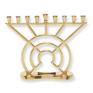  Hanukkah Menorah, Gold Colored, Modern Circles Style Creating Sun 