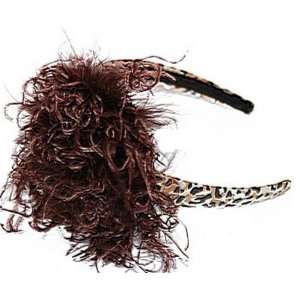  Leopard with Brown Marabou Hard Headband Beauty