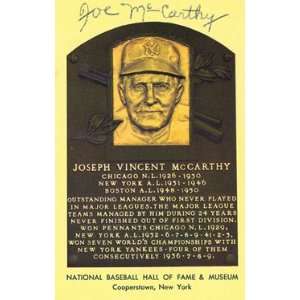 Joe McCarthy Autographed Baseball HOF Plaque