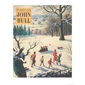 John Bull, Snow Ice Winter Seasons Magazine, UK, 1950 Premium Giclee 